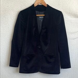 Madewell Velour Blazer Women’s Size 4 Black‎ Jacket